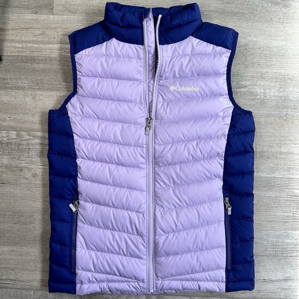 Columbia Omni Heat Girl’s Insulated Full Zip Puffer Vest Purple Blue Size L